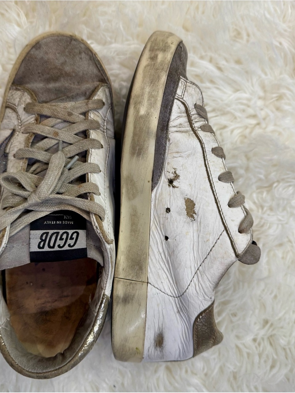 Golden Goose White Leather Sneakers with grey glitter Star euro size 37 - Picture 4 of 9